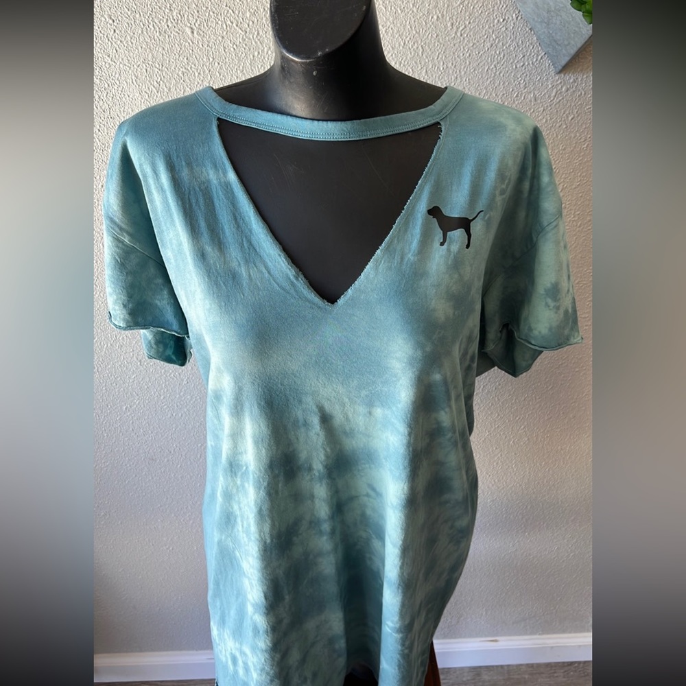 PINK Nation Blue Tie Dye Oversized T-shirt Dress Size Medium - Picture 2 of 9